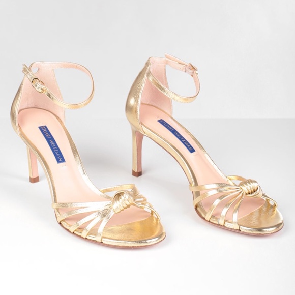 Stuart Weitzman Shoes - Stuart Weitzman Sena 75 Gold Leather Sandals